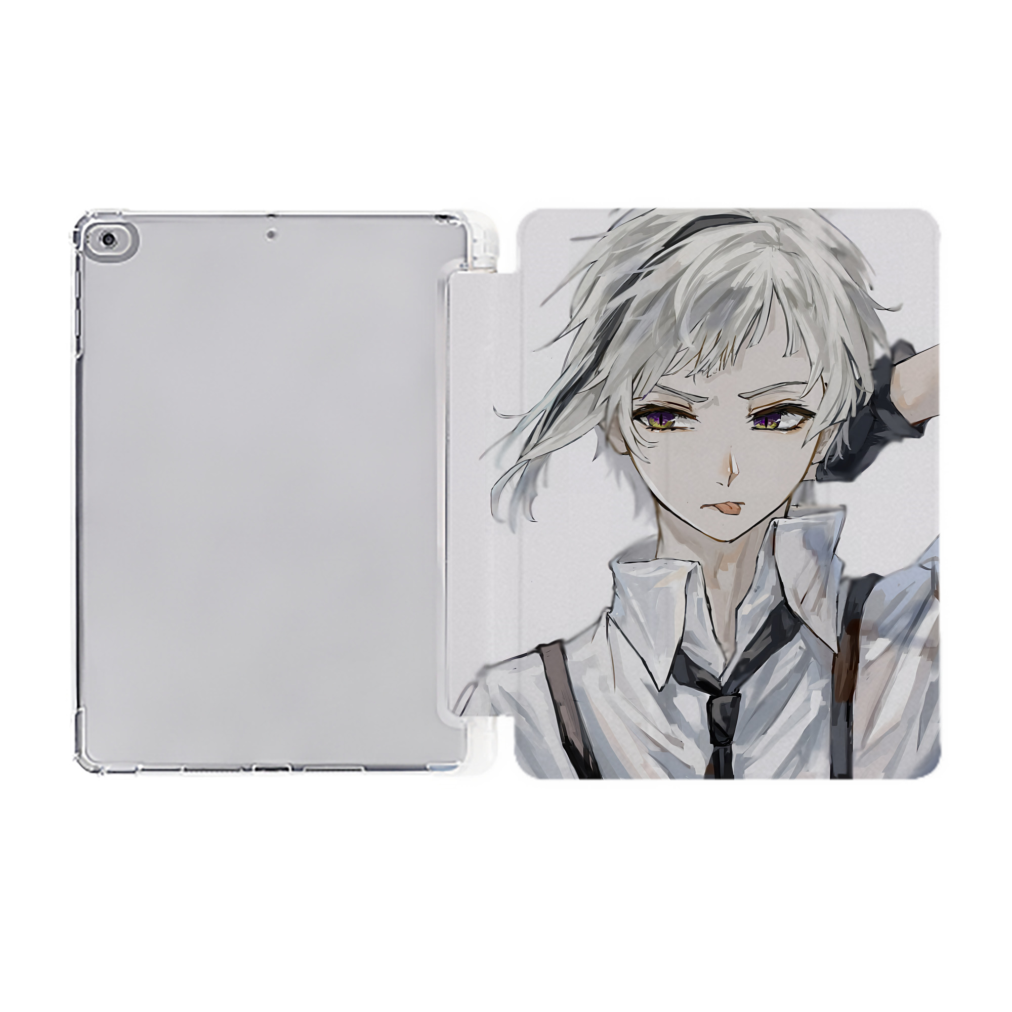 （画像用） 文豪ストレイドッグス Bungo Stray Dogs IPad ケース ペン収納付き 三つ折りスタンド PUレザー×シリコン 対応機種9.5/10.5/10.9インチ